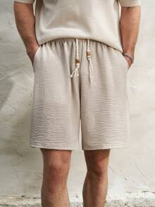 Airaco 男士抽绳腰带口袋休闲百搭日常短裤 - 卡其色 - 查看 8