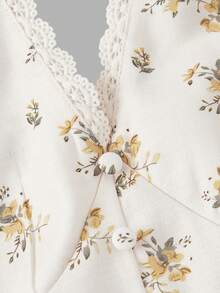 SHEIN MOD 纽扣装饰V领迷你碎花连衣裙 - 彩色 - 查看 6