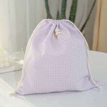 [Cute Checkered Storage Bag]1pc Drawstring Bag - Charming Fabric Gift & Storage Pouch With Motif, Perfect For Jewelry, Cosmetics, Travel Essentials & Home Organization - Multicolor - View 5