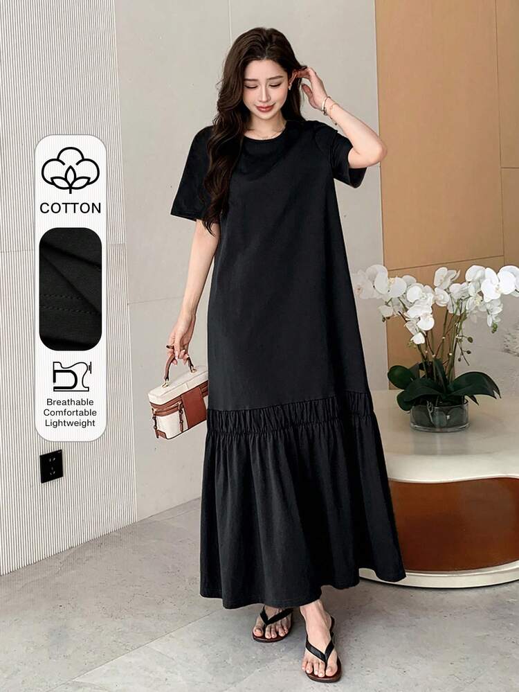 Spring & Summer Loose Business Casual Fashion Office Wear T-Shirt Dress For Women