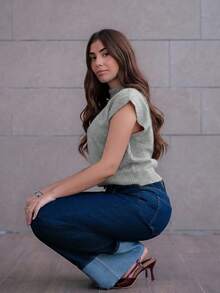 Hitanina 优雅高领宽松休闲百搭秋冬无袖针织毛衣背心 - 淺灰色 - 查看 4