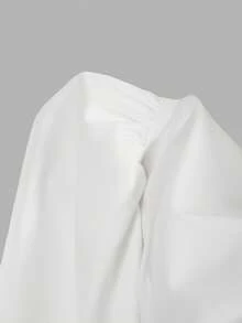 SHEIN MOD 女士白色不对称荷叶边中长裙 - 白色 - 查看 5