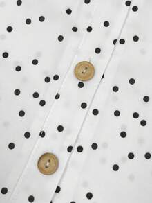 Selamara Women's Polka Dot V-Neck Single-Breasted Casual Versatile Daily Wear Long Sleeve Shirt - White - View 4