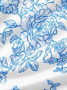 SHEIN MOD 3件套女士夏季休闲/通勤/度假印花褶皱扭结前开襟吊带背心，复古印花上衣，休闲，外出上衣，海滩，春假，夏季上衣，度假，假日 - 彩色 - 查看 4