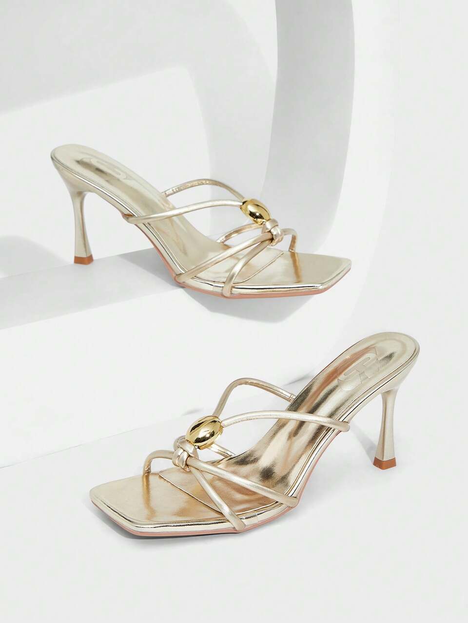 CUCCOO SZL Square Toe Solid Color Elegant High Heel Sandals, Summer Spring Shoes Prom Heels