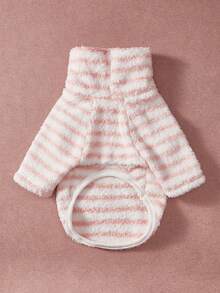 PETSIN Pawparrel 1pc Pet Autumn/Winter Double Sided Plush Elastic Comfortable Warm Stripe Fabric High Neck Dog Sweatshirt - Multicolor - View 1