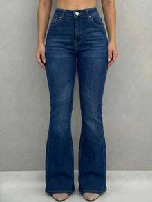 Stretch Jeans For Women Flare Cut - Dark Wash - View 3