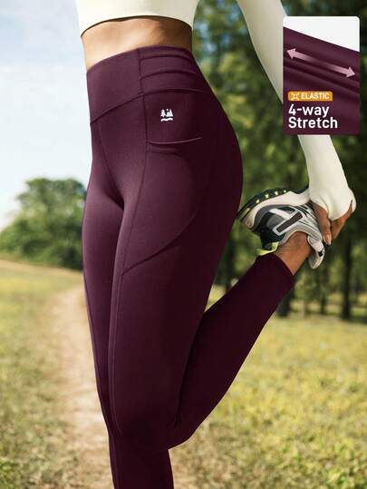 SHEIN In My Nature Women's High Waist Casual Outdoor Skinny Pants With Pockets Women Active Bottoms Athletic Tights Gym Tights For Women