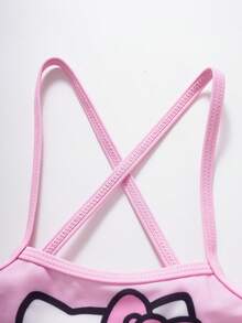 HELLO KITTY AND FRIENDS | SHEIN 少女卡通豹纹比基尼泳装 - 粉色 - 查看 4