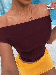 INAWLY Ensemble débardeur court en tricot à col drapé et nœud à la taille et mini-jupe en tricot de couleur unie pour femmes - Multicolore - Voir 5