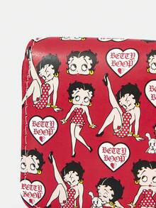 Betty Boop x SHEIN 1 Pack, Red Love Letters, Red Lips, Short Wallet, Simple Zipper, Women's Change Bag. - Red - View 3