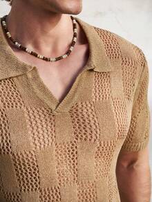 Airaco Spring/Summer New Minimalist Hollow Square Long Sweater - Khaki - View 1