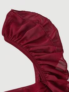 SHEIN MOD Asymmetric Ruffled Hem Burgundy Dress With Long Sash,Spring /Summer Outfits Women, Vacation Outfits Women,Party , Garden Party ,  Elegant Party, Going Out Outfits,Beach,Summer Holiday Outfits ,Festival, Picnic Bottom, Birthday Dress,Ruffle Dress,Cute Dress, Y2k,Boho,Western, Wine Red Dress, Maroon Dress, Dark Red Dress - Red - View 6