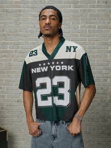 GALLERY FADE Men's Numeric Print V-Neck Short Sleeve Casual T-Shirt - Multicolor - View 4