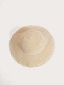 Enchnt 1 件女士草帽，大帽檐防晒帽，海滩，度假，春夏季 - 米色 - 查看 4