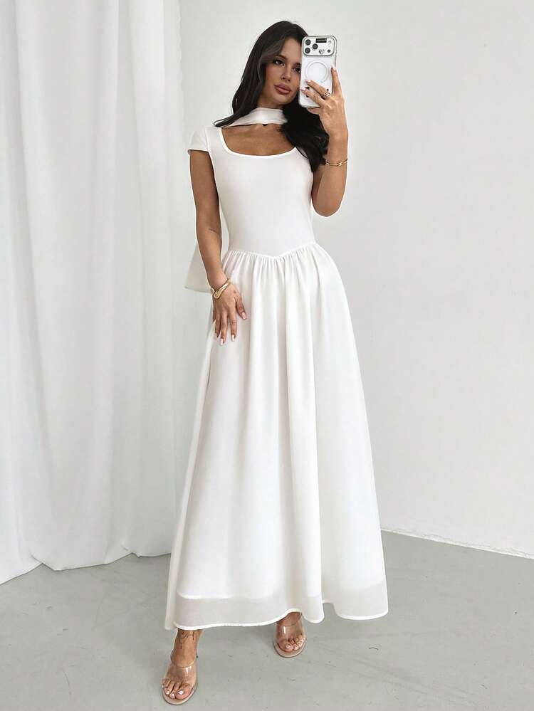 white flowy summer dress White Flowy Ruffle Dress