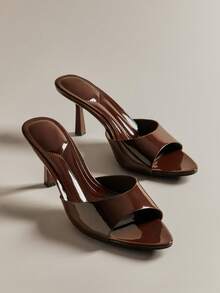 Hauture 女士极简性感尖头细高跟凉鞋 - 巧克力棕 - 查看 1