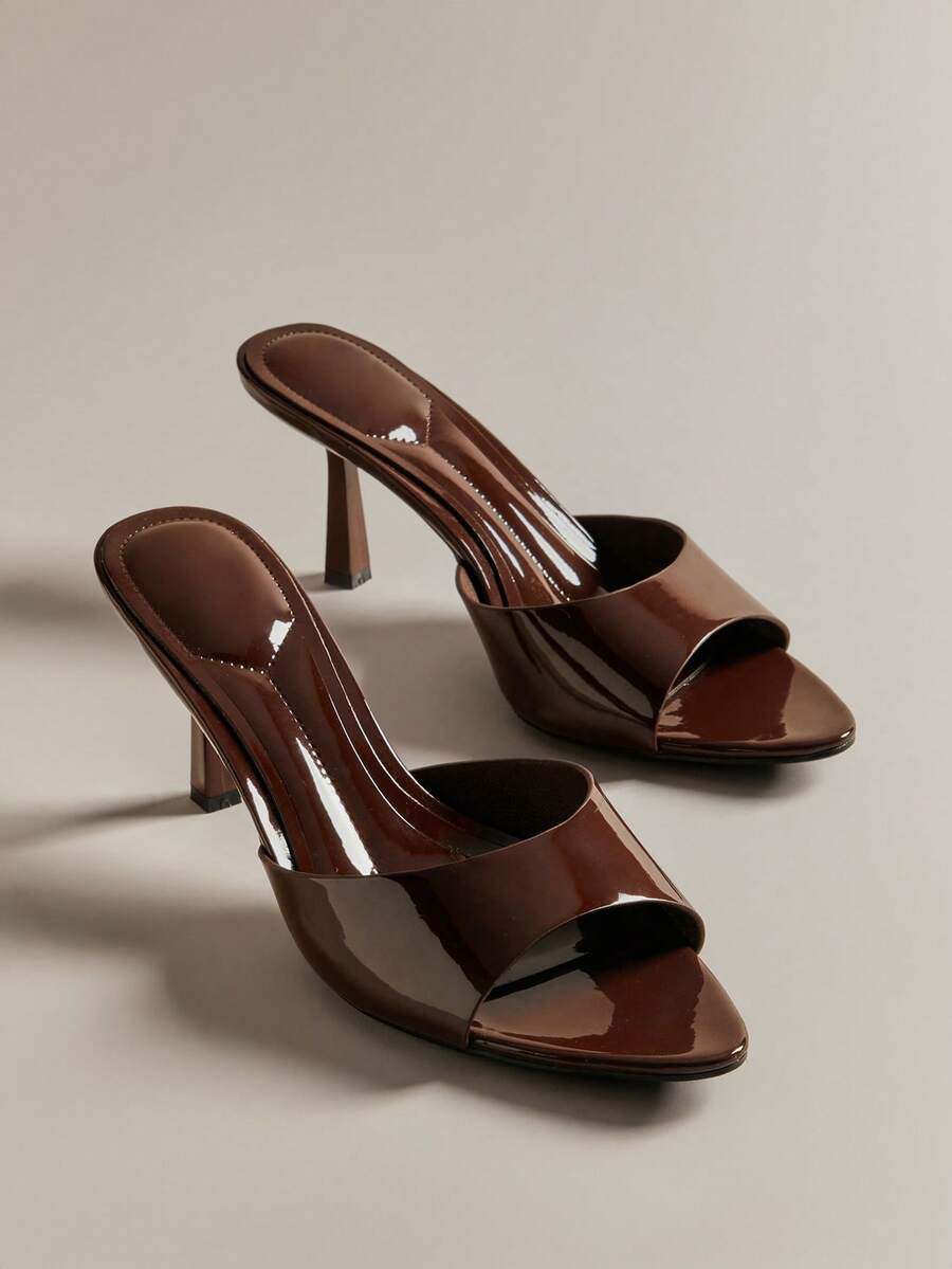 Hauture 女士极简性感尖头细高跟凉鞋 - 巧克力棕 - 查看 1