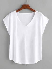 EMERY ROSE 净色蝙蝠袖 T 恤 - 白色 - 查看 1