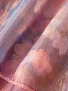 SHEIN MOD 不对称伞形欧根纱连衣裙，饰有抽象印花 - 彩色 - 查看 4