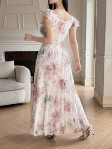 Feyla Đầm nữ in hoa, cổ vuông, tay bồng. - Nhiều màu - Xem 2