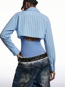 LYSMO 2026新款简约女士纯色落肩长袖两件连体裤 / 女士冬季服装 / 圣诞节 / 圣诞女士服装 / 新年服装 / 新年女士服装 / 感恩节女士服装 / 感恩节衬衫 / 毕业季 / 优雅女士连衣裙 / 优雅女士连体裤 / 时尚女士衬衫 / 时尚女士连体裤 / 时尚女士衬衫 / 时尚服装系列 / 蓝色上衣 / 蓝色衬衫 / Y2K - 藍色 - 查看 2