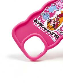 THE POWERPUFF GIRLS X SHEIN 飞天小女警洋红色磨砂硅胶手机壳，镜头保护防震保护套，复古拼贴卡通日常礼物配件，兼容iPhone和Galaxy手机壳 - 玫紅色 - 查看 8