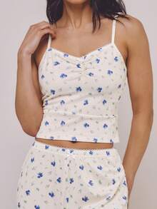 Athîral Women's Casual Blueberry Pattern 2 Pieces Pajama Set, Camisole Top And Long Pants - Multicolor - View 4