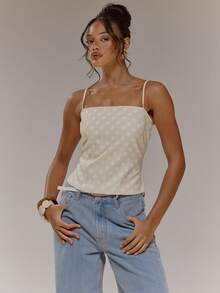 MUSERA Strappy Straight Neck Fitted Gingham Top Cute Spring Easter Occasion Girly Sexy Going Out Mothers Day Soft Bloom - Multicolor - View 5