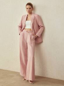 MOTF PREMIUM Quần ống thẳng bằng vải lanh, kiểu dáng tối giản, thanh lịch, có khuy trang trí, thích hợp cho mùa xuân/hè. - Hồng - Xem 7