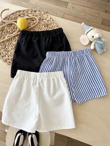 LMoss Kids Pantalones cortos casuales y versátiles para uso diario con decoración de lazo para niño - Multicolor - Ver 2