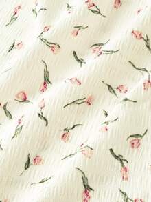 SHEIN MOD 女士印花方领花瓣袖时尚连衣裙 - 彩色 - 查看 8