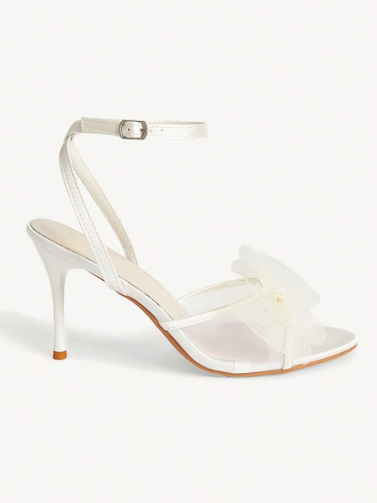CUCCOO CHICEST New Beige Stiletto Pointed Fashion Bow Mesh Women's High-Heeled Sandals Wedding Shoes Summer Shoes Bride Shoes