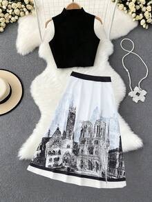 GlowEve New Arrival Spring/Summer Casual Elegant Vacation Beach Party Urban Style Women Sleeveless Mock Neck 2 Pieces Set - Multicolor - View 3