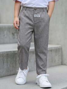 SHEIN 男童字母贴袋宽松休闲裤 - 灰色 - 查看 4