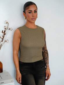 SAYEHFBABY Women's All-Match Versatile Textured Fitted Tank Top, Summer Boho Green Christmas Casual - Army Green - View 5