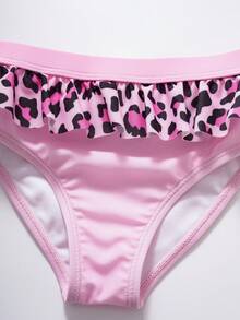 HELLO KITTY AND FRIENDS | SHEIN 少女卡通豹纹比基尼泳装 - 粉色 - 查看 6