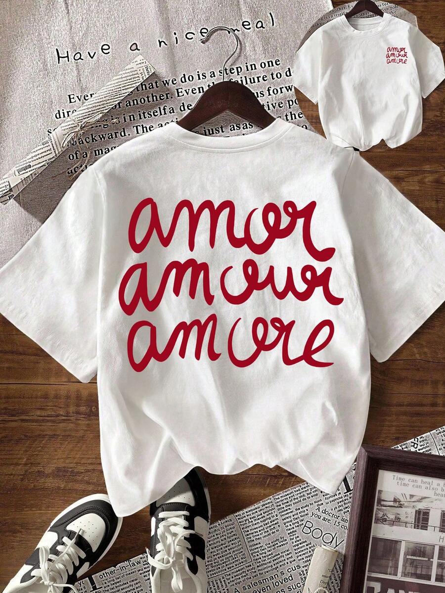 INAWLY Women Casual Loose Print Round Neck Short Sleeve T-Shirt, Christmas - White - View 1