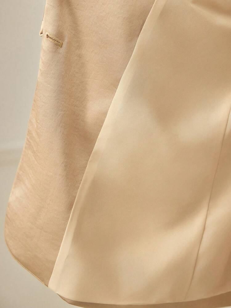 PLUS SIZE WOMEN'S SATIN LONG SLEEVE BLAZER, SPRING/SUMMER