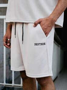 PAVTROS Conjunto de camisetas personalizadas con estampado de patchwork para hombre - Caqui - Ver 6