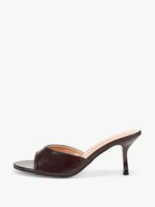 Alvarani Women's Elegant Pointy Toe Smooth Patent Party & Work Versatile Fashion High Heel Sandals - Coffee Brown - View 8