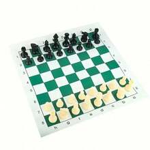 1 Set International Chess Game Set, Green & White Board, Black & White King, Educational & Entertaining, Halloween/Thanksgiving/Christmas Gift,Adult Party Games Suitable For Halloween/Christmas/Thanksgiving - Green - View 4