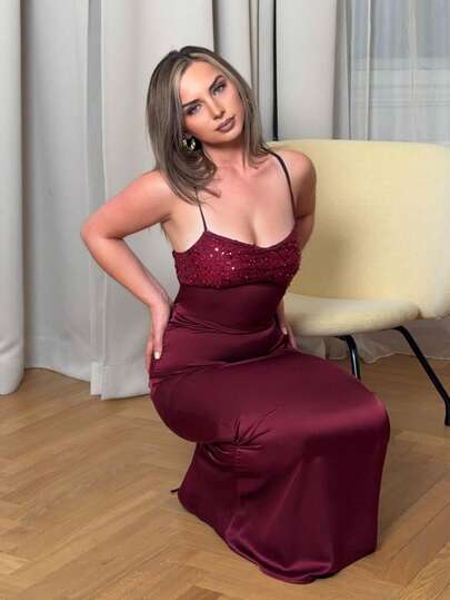 Jeta Ari 女式夏季亮片拼布连衣裙，适合婚礼、毕业典礼