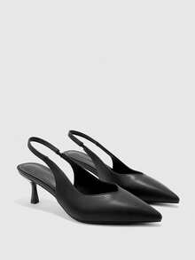 CUCCOO BIZCHIC Women's High-Heeled Shoes, Simple High-End Black Pointed Stilettos, Rear Strap Hollow High Heels, Workplace Commuting Daily Versatile Shoes - Black - View 7