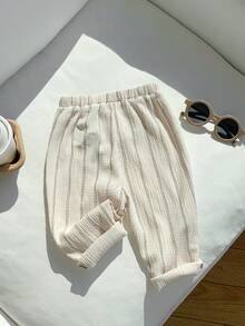 SHEIN Baby Jungen bequeme, vielseitige, alltagstaugliche gerade Hose mit Streifenmuster und Knopfverzierung, geeignet für Innen, Außen, Alltag, Sport, Spiel, Party, Fotoshooting, Urlaub, Festivals, Frühling/Sommer - Verschiedenfarbig - Übersicht 2