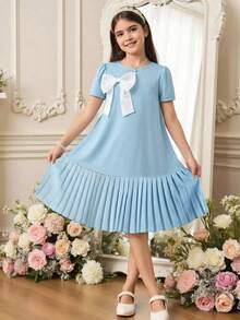 Elladie kids 少女夏季休闲派对泡泡袖撞色蝴蝶结装饰褶皱下摆宽松连衣裙 女童褶皱连衣裙 浅蓝色童装 天蓝色女童连衣裙 女童蝴蝶结连衣裙 可爱女童连衣裙 蝴蝶结荷叶边吊带休闲连衣裙 儿童休闲连衣裙 女童蝴蝶结连衣裙 女童蝴蝶结细节连衣裙 儿童优雅连衣裙 褶皱蝴蝶结连衣裙 年轻女孩优雅纯色连衣裙 年轻女孩优雅连衣裙 女童白色蝴蝶结连衣裙 夏季波西米亚风3D蝴蝶结连衣裙 - 藍色 - 查看 3