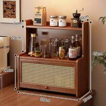 Natural Bamboo Storage Rack, Double-Layer Bamboo Kitchen Storage Rack With Dust Cover, Seasoning Jar Rack, Countertop Storage Rack, Suitable For Cups, Seasonings, Books, And Flower Pots - Multifunctional Storage Rack, Perfect For Home And Office Use. - Multicolor - View 6