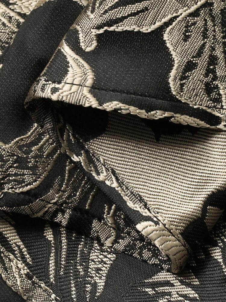 Women's Elegant Solid Color Mandarin Collar T-Shirt & Floral Print Skirt 2-Piece Set, Summer