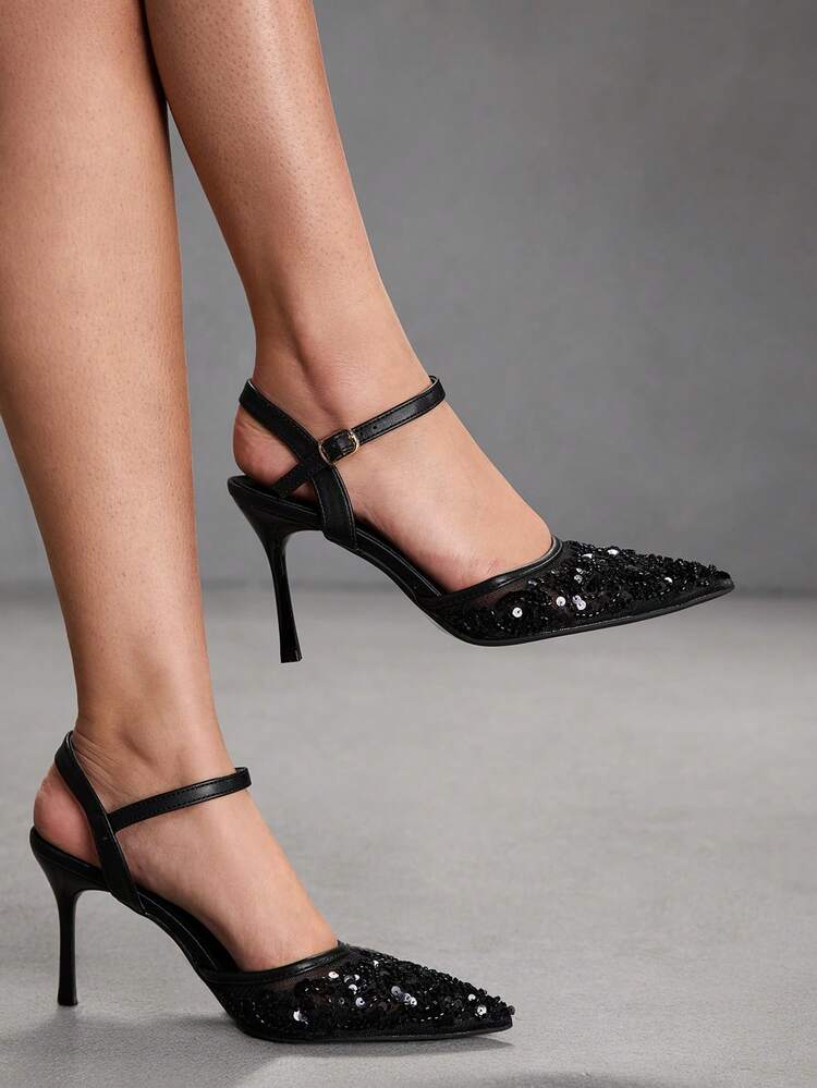 CUCCOO SZL Women's Elegant Versatile Fashion High Heel Shoes With Faux Pearl Decor Spring Shoes