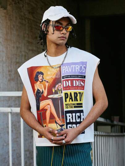 PAVTROS Men's Vintage Graphic Print Tank Top